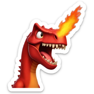 red dinosaur is angry in the eyes of fire sticker