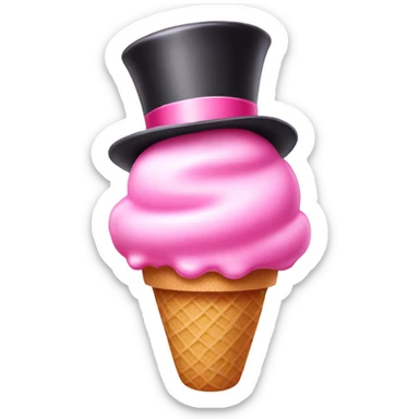 Pink Ice cream with a top hat sticker