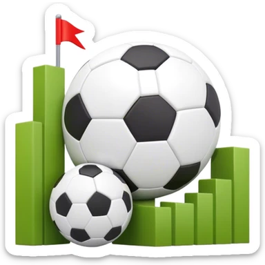 Cinematic realistic 3d growing graph  next to a soccer ball sticker