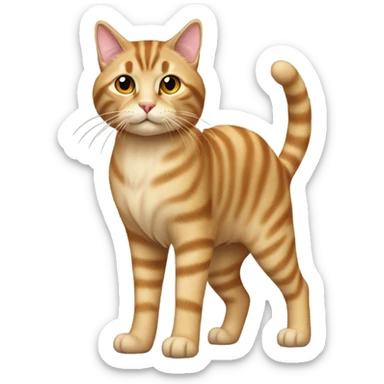 Beige long hair tabby cat full body sticker
