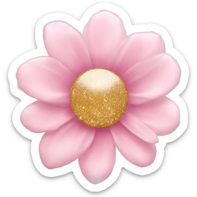 Flower Emoji "A delicate pastel pink flower with impossibly soft petals, radiating a subtle glow and surrounded by a halo of glitter dust." sticker
