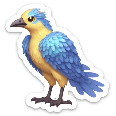 Wet Cool Cute Fantasy legendary blue bird water-type-Hydro-Phoenix-avian Fakemon full body sticker