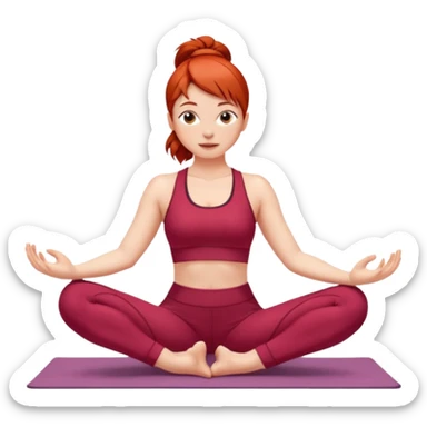 A red-haired woman wearing red clothes and doing yoga sticker