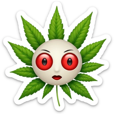 Red eyes emoji with weed sticker