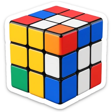 A 3x3-squares rubix cube sticker