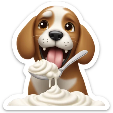 Dog eating whipped cream sticker