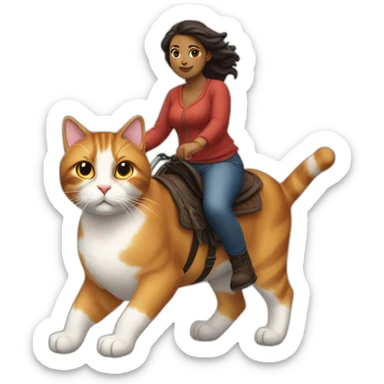 Thick-girl-riding-calico-cat sticker