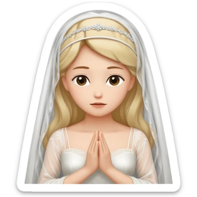 noiva com véu e vestido branco em posição de meditação sticker