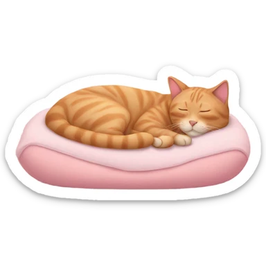 Cat sleeping on pink bed sticker