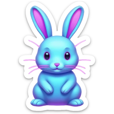 neon rabbit made of starlight sticker