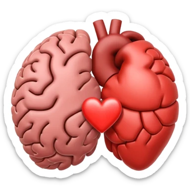 brain and heart connected by a line sticker