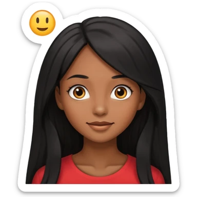 pretty brown skin woman with long black hair and brown eyes looking up sticker