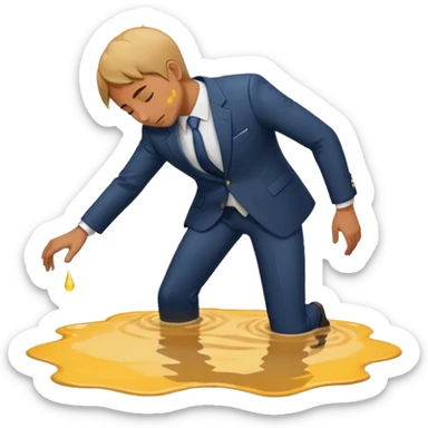 apple style emoji of a man who has fallen face down into a puddle sticker