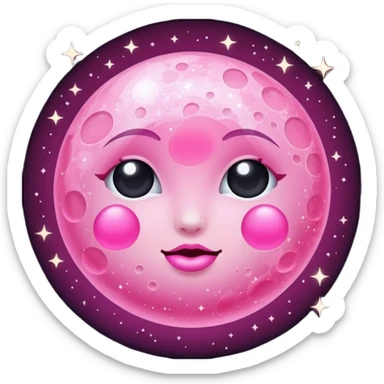 Pink sparkly moon sticker