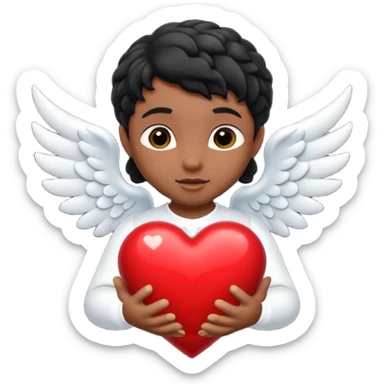 black cupid heart sticker