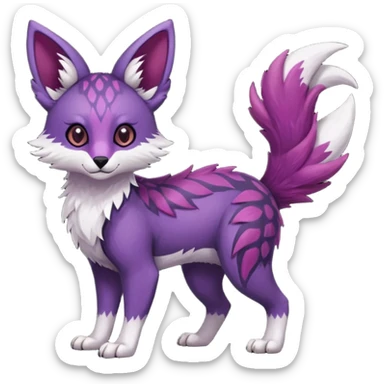 Feral Rare realistic edgy burgundy-purple pretty beautiful handsome gorgeous aesthetic colorful vibrant Vernid-Trico-species-Fakemon-creature by LiLaiRa, random markings, tufted ears, full body sticker