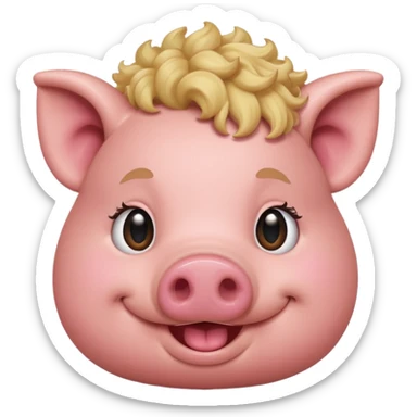 pig with blonde hair sticker