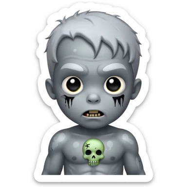 Super idol as creepy zombie toddler with a gray spot shining on his head with the background being dark gray and “super idol” is almost pitch black and outside of that circle is literally just a pitch black background sticker
