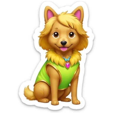 DOG wearring neon fashion dress sticker