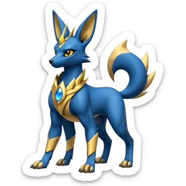 Lucario-Anubis-Umbreon-Jolteon-Fakémon-hybrid-creature (full body)  sticker