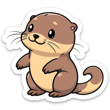really cute smiling joyful otter face in three-quarter profile view with simple thorny stem wrapped horizontally around its forehead like Jesus Christ's Crown of thorns, no crown shape on top, just thin spiky branches circling the forehead sticker