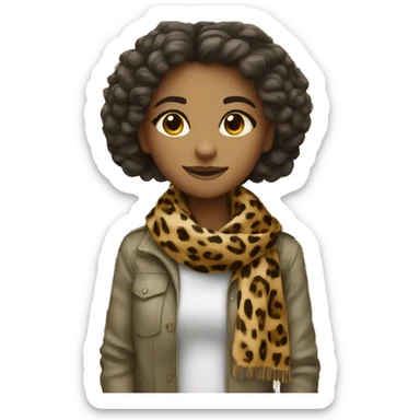 Girl with scarf print leopard  sticker