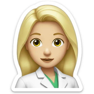 Blond green eyes girl with lab coat sticker