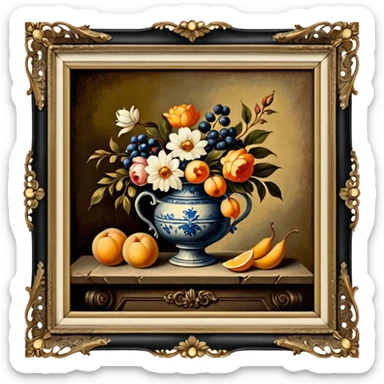 Old painting in the auction sticker