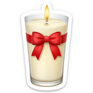 Soft vanilla long glass candle, with little red bow sticker