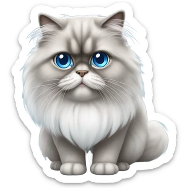 White and gray Persian cat with blue eyes sticker