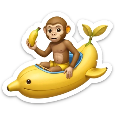 
monkey man riding a banana submarine sticker