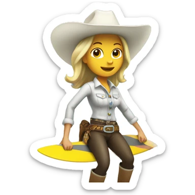 White Cowgirl surfing sticker
