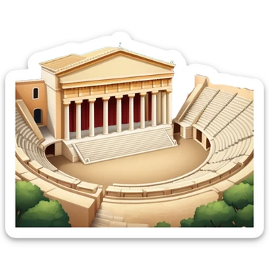 Cinematic Realistic Theatre of Epidaurus Landmark Emoji, depicted as a classical open‚Äêair theatre nestled in nature rendered with soft textures and serene, historical lighting. sticker