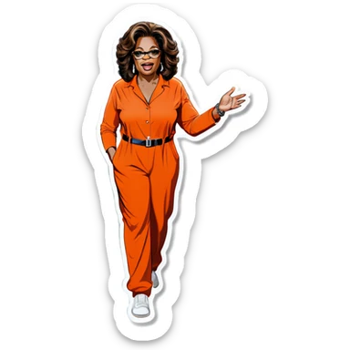 Oprah Winfrey in jail wearing an orange jumpsuit sticker