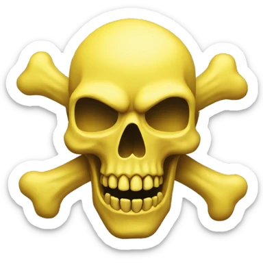 Yellow Dangerous skull sign  sticker