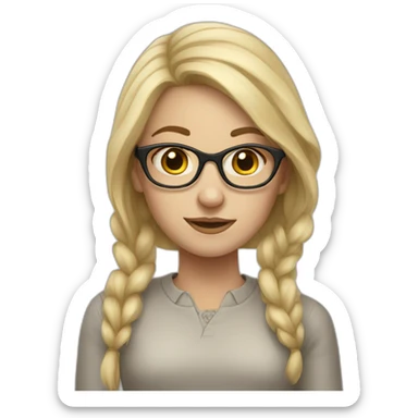 white trad girl with glasses and blonde hair sticker