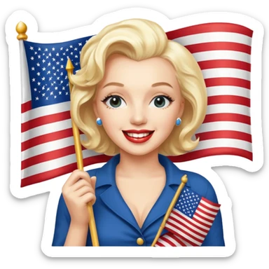 Marilyn Monroe, with american flag sticker