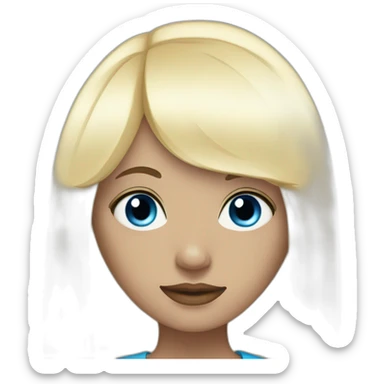 girl with black hair, thick fringe, blue eyes sticker