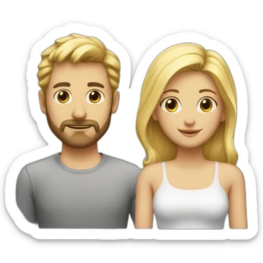 a guy with a small beard without a mustache and a girl with blond hair sticker