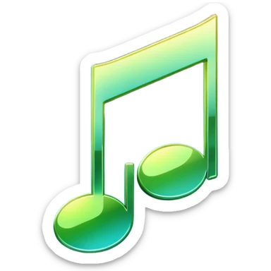 music icon, shining, 3D gradient blue to green music icon logo note  no background unique y2k clipart sticker