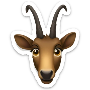 peeping happy smiling dark chamois front face with hoof behinf the wall sticker