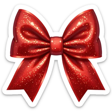 red glitter bow sticker