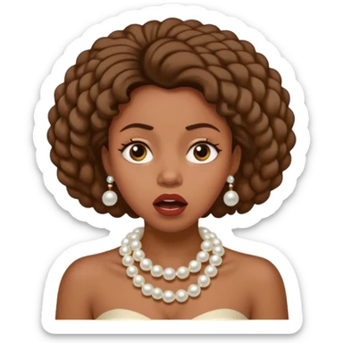 Black woman clutching  pearls on neck and looking shocked  sticker