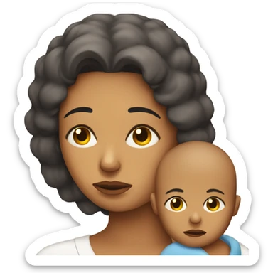 Sad mother with her baby sticker