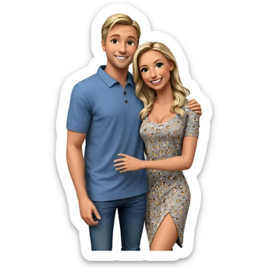 happy couple in casual attire sticker