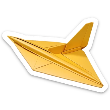 3D render of Paper Airplane made entirely of folded origami paper, sharp creases, cardboard texture, matte finish, visible paper grain, craft aesthetic,  emoji style, isolated on white background --v 6.0 sticker