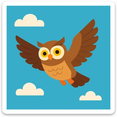 Flat design style owl in the sky sticker