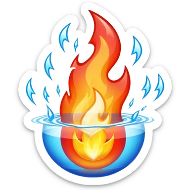 Fire water, and lightning in the middle sticker
