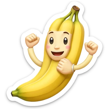happy banana flexing biceps sticker