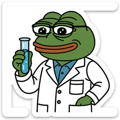 pepe the frog as a scientist sticker